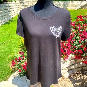 White House Black Market, Black, Cap Sleeve, Shirt, Size L